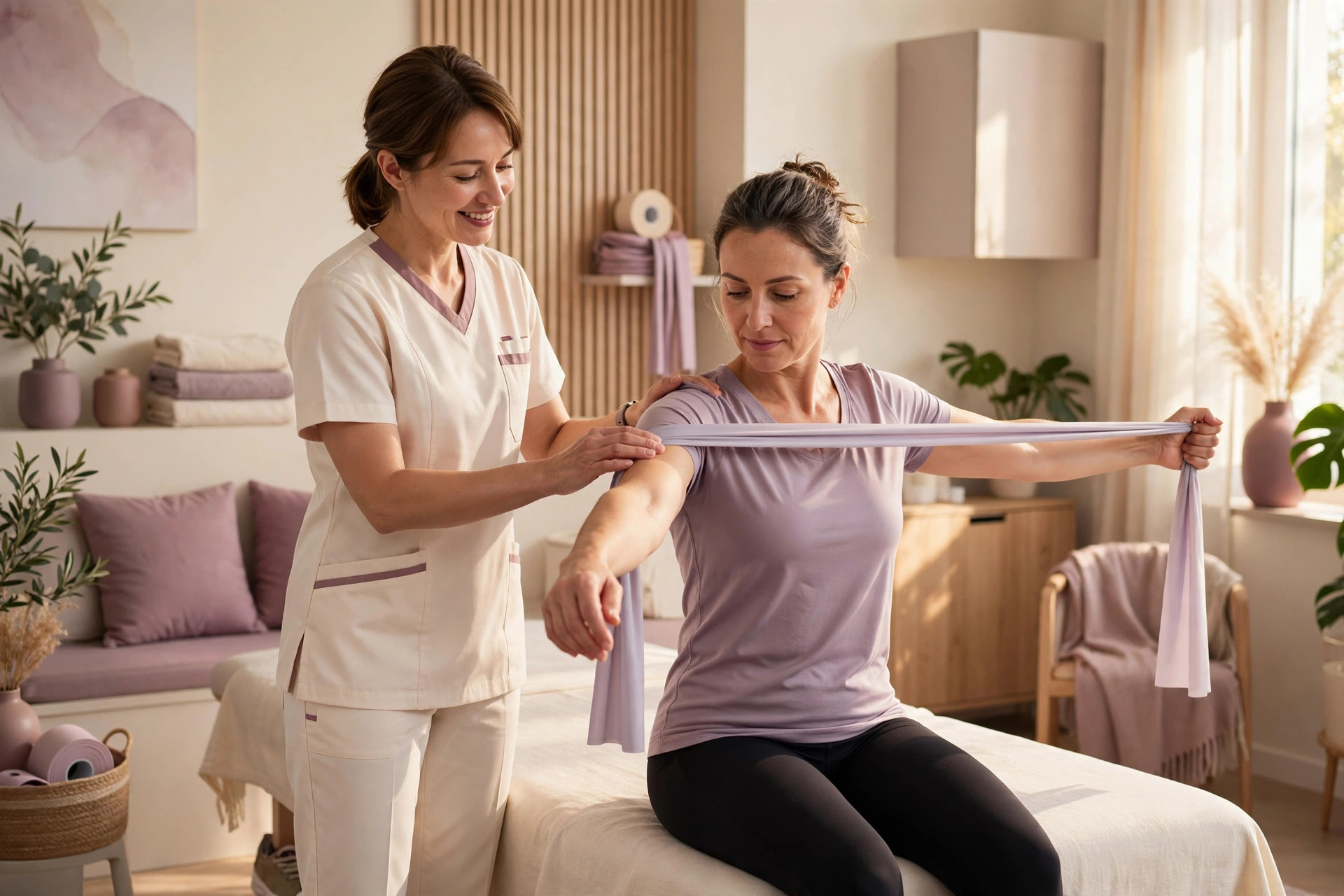 Sesión de fisioterapia para el hombro